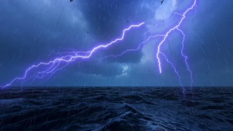 Sailing on a stormy sea Stock Footage 331067743