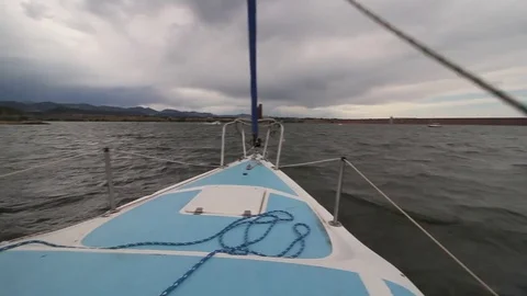 Sailing in stormy weather Stock Footage 77503329