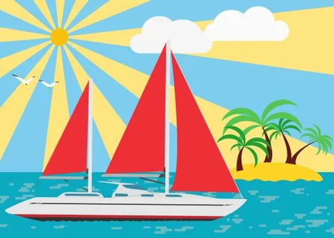 Sailing in the summer Stock Illustration