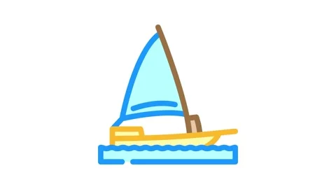 Sailing summer spend time color icon animation Stock Footage 327257095