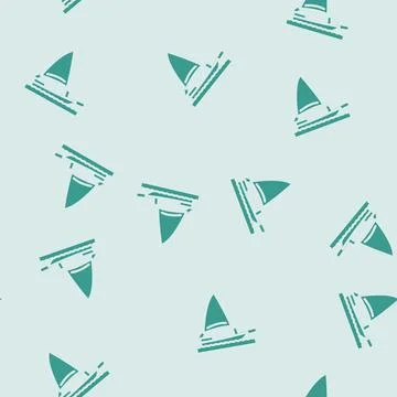 Sailing summer spend time glyph vector seamless pattern Illustrazione stock