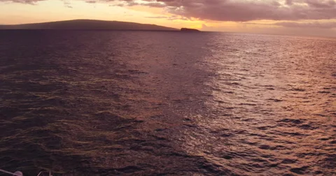 Sailing into the Sunset. Aerial View Flying Over Sail Boat Stock Footage 57134792