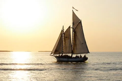 Sailing into the Sunset Facing Left Stock Photos