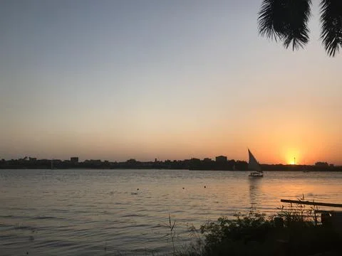 Sailing Sunset Nile 스톡 사진