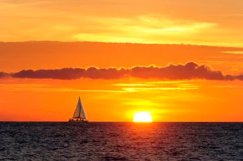 Sailing Sunset Stock Photos