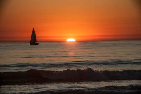 Sailing At Sunset Stock Photos
