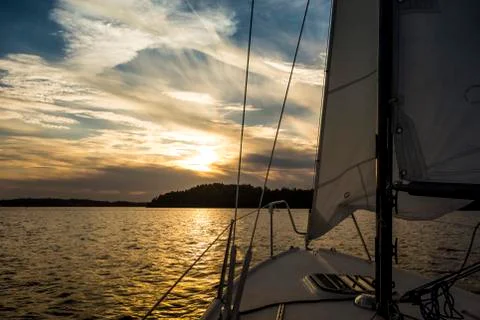 Sailing into the sunset Stock Photos