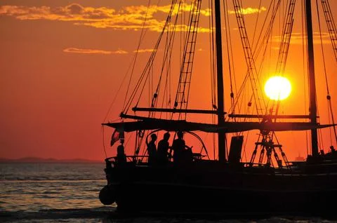 Sailing off into the sunset Stock Photos