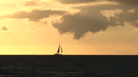 Sailing The Sunset Sea Stock-Footage 53645996