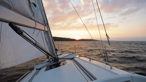 Sailing with sunset view Stock Footage 142606459