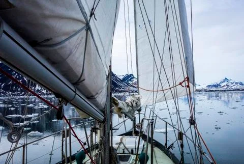 Sailing in Svalbard Stock Photos