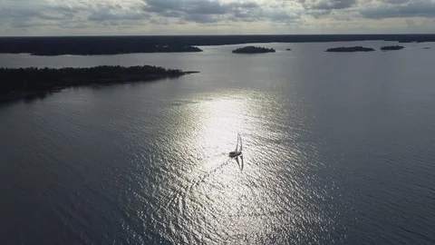 Sailing in the Swedish archipelago  Stock Footage 124836076
