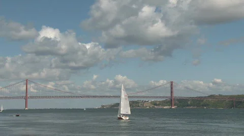 Sailing in Tagus river Stock Footage 124834
