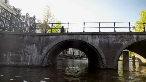 Sailing through Amsterdam Stock Footage 75802896