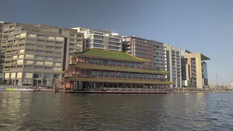 Sailing through Amsterdam Stock Footage 75802959