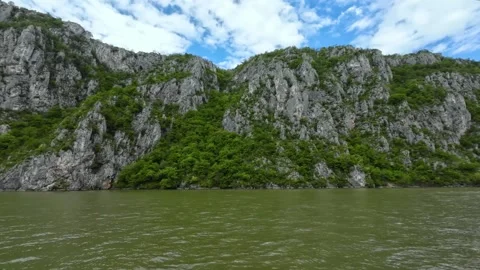 Sailing through the beautiful Djerdap Gorge, Serbian-Romanian border Stock Footage 311724752