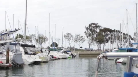 Sailing through Boat Harbour Stock Footage 50383250