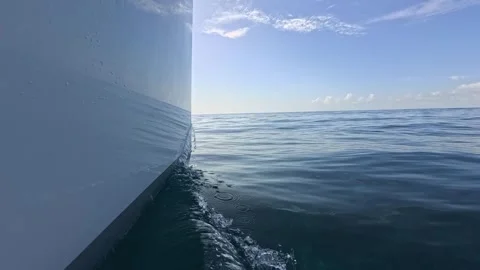 Sailing Through Calm Water – Low Bow View Over Caribbean Sea Stock Footage 307514762