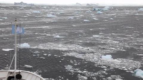 Sailing through ice Stock Footage 104986897