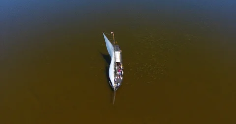 Sailing through the lagoon - a historical, sailing boat - 6 Stock-Footage 90858858
