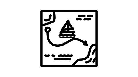 Sailing trip summer spend time line icon animation Stock Footage 326748780