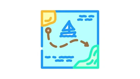 Sailing trip summer spend time color icon animation Stock Footage 327257066