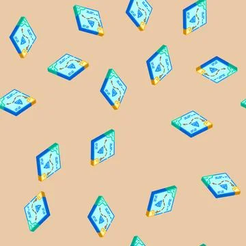 Sailing trip summer spend time isometric icon seamless pattern Illustrazione stock