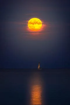 Sailing Under a Full Moon Stock Photos