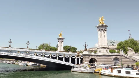 Sailing under Pont Alexandre, Paris Stock Footage 51122791