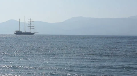 Sailing vessel anchored 2 Stock Footage 33067411