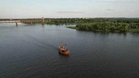 Sailing vessel ship sails on the calm waters in sunny weather Stock Footage 156861200
