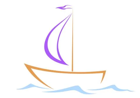 Sailing vessel on waves Stock Illustration