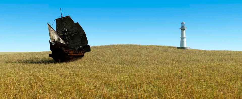 Sailing in a wheat field Stock Illustration