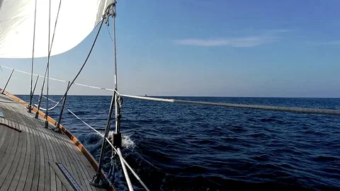 Sailing in the wind with sailboat. 스톡 동영상 77017248