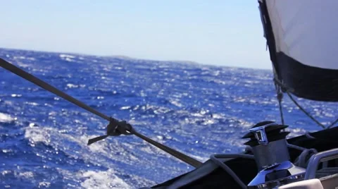 Sailing in the wind through the waves. Stock Footage 49090315