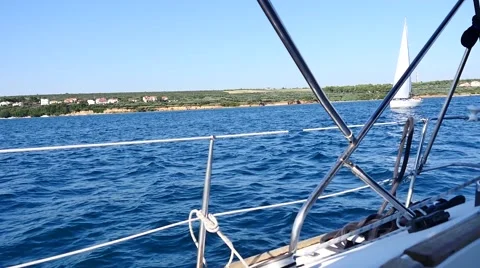 Sailing in the wind through the waves. Stock Footage 58213017
