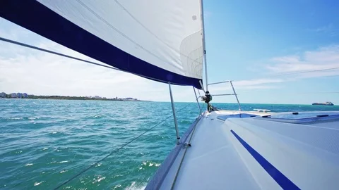 Sailing in the wind through the waves. Stock Footage 78917032