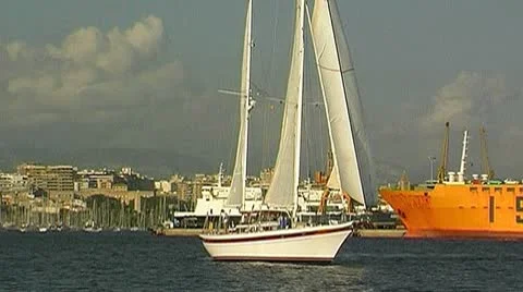 Sailing yacht 86 Stock Footage 8841567