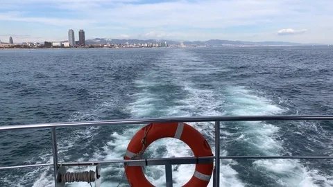 Sailing on yacht in Barcelona Stock Footage 87802829