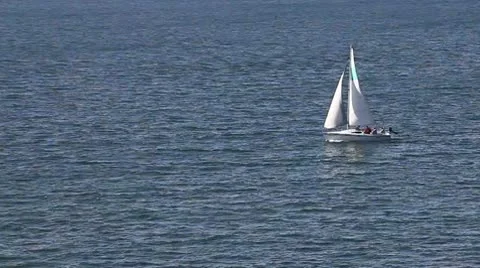 Sailing yacht on blue ocean pattern 스톡 동영상 10563807