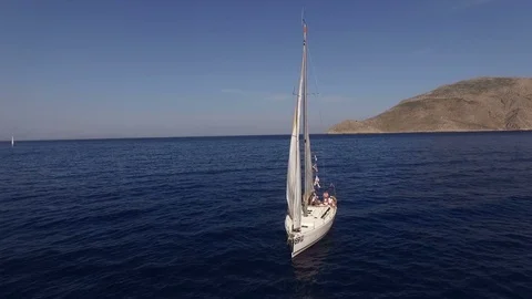 Sailing yacht on the coast Stock Footage 70924375