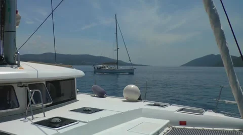 Sailing yacht running a parallel course. Stock Footage 63273616