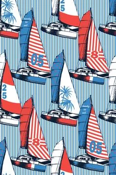 Sailing yacht seamless pattern. Illustrazione stock