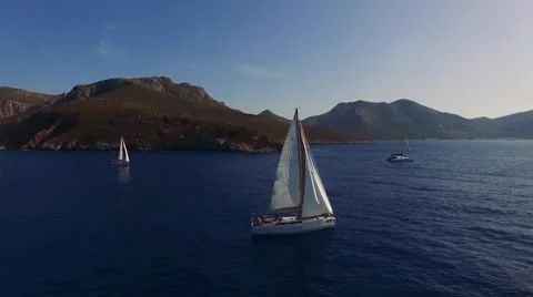 Sailing yachts floating Stock Footage 66878662