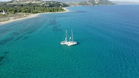 Sailing yachts floating in the sea Stock Footage 132652857