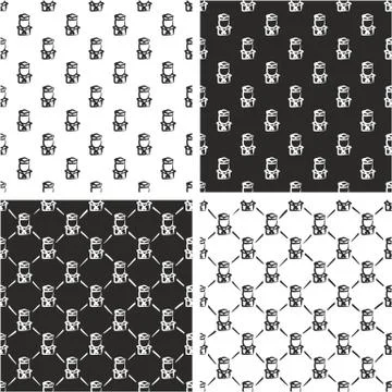 Sailor Avatar Freehand Seamless Pattern Set Stock Illustration