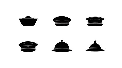 Sailor Cap and Hat Collection Black Solid Silhouette Icons Stock Illustration