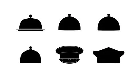 Sailor Cap and Hat Collection Black Solid Silhouette Icons Stock Illustration