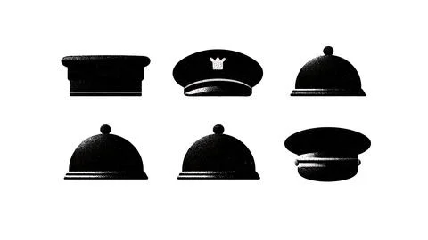 Sailor Cap and Hat Collection Black Solid Silhouette Icons Stock Illustration