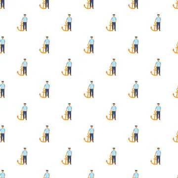 Sailor character holding an anchor repeating pattern 스톡 일러스트